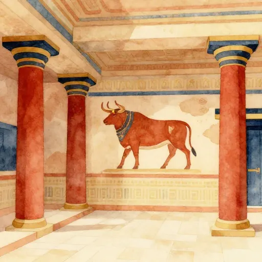 The interior of the Palace of Knossos