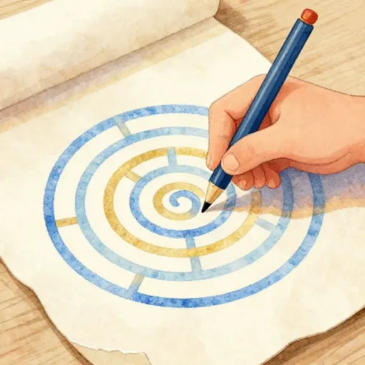 A hand drawing a labyrinth