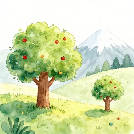 Two apple trees growing in different environments.