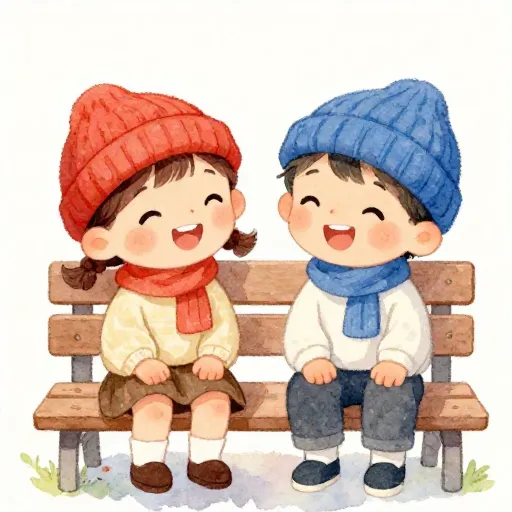 Identical twins laughing.