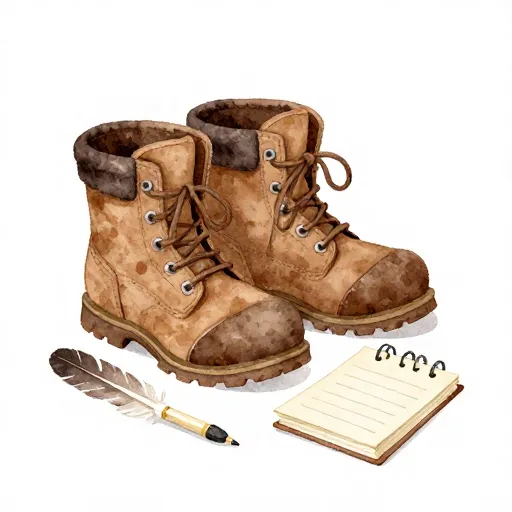 Walking boots and a philosopher's notebook.