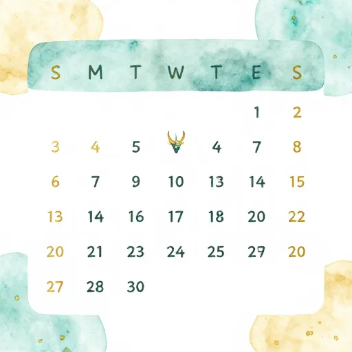 A watercolor illustration of a calendar showing connections between days and gods.