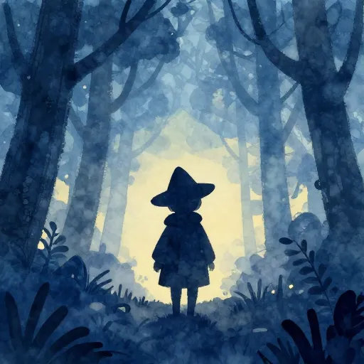 A mysterious man in a cloak walking through a misty forest.
