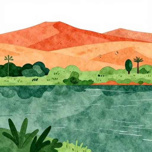 The edge of the Nile where the desert meets the green fields.