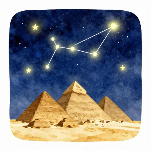 The constellation of Orion over the pyramids.