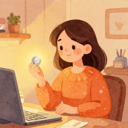 A woman finding a lost coin with a broom nearby.