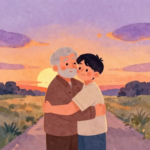 The prodigal son returning to his father.