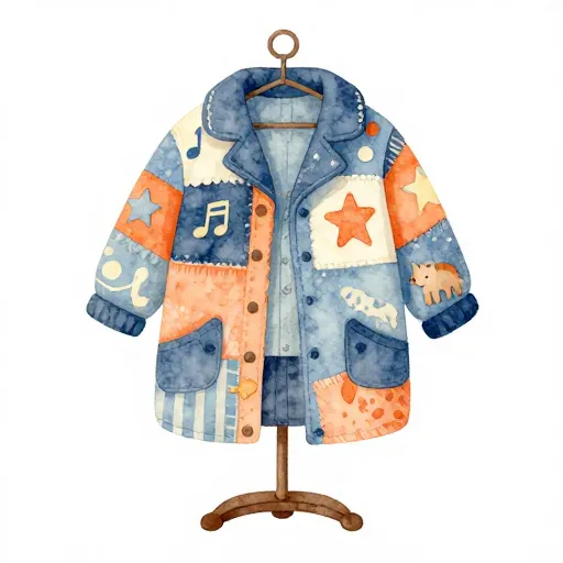 A colorful patchwork coat representing a person's unique experiences and traits.