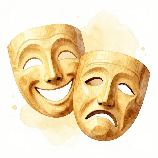 Two theater masks representing the origins of the word personality.