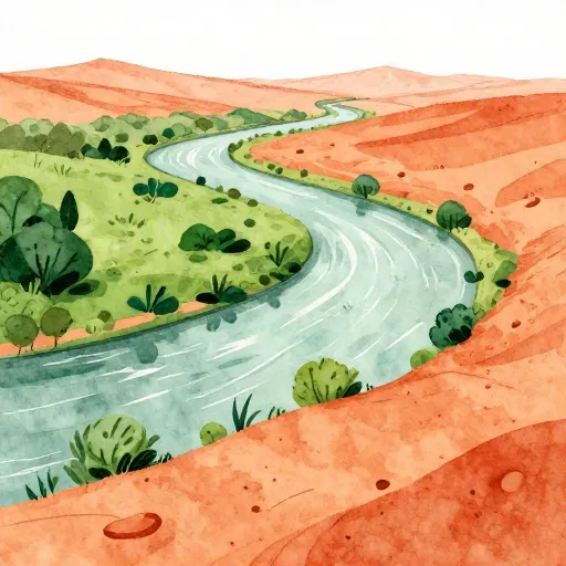 The contrast between the green Nile valley and the red desert.