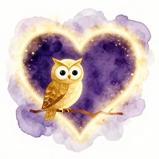 A heart and an owl symbolizing the love of wisdom.
