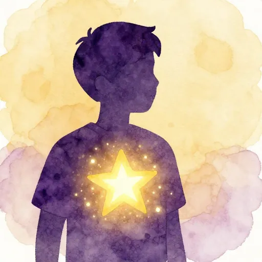 Una silueta de una persona con una estrella brillante en su interior.