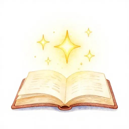 An open book with magic coming out of it.