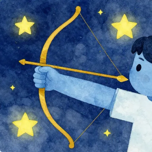 A symbolic illustration of Rama's blue skin and golden bow.