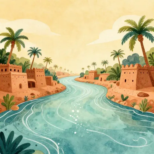 A peaceful ancient river scene in India