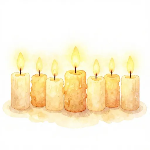 A row of glowing candles being lit