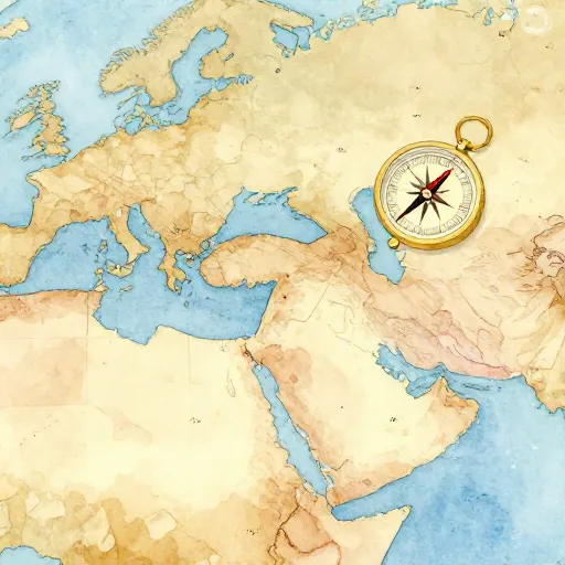 A vintage-style map showing the regions of the Silk Road.