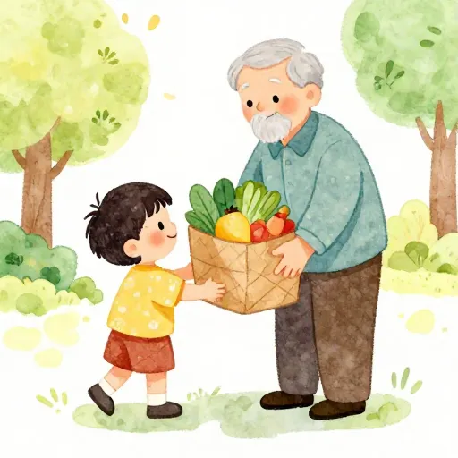 A child performing a simple act of kindness.