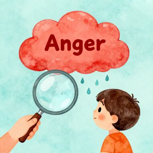 A child studying their emotions like a scientist.