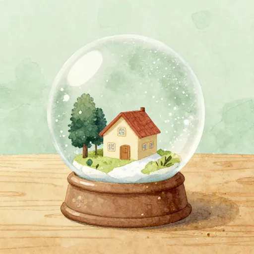 Une boule à neige avec des paillettes qui se déposent, représentant un esprit calme.