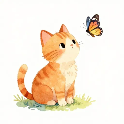 Un chat concentré observant un papillon.