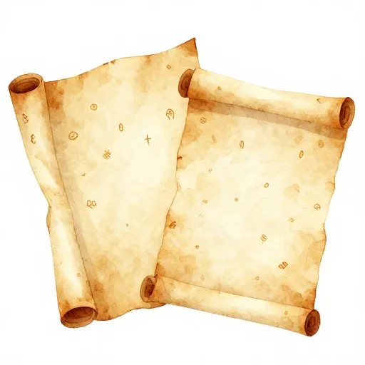 Trois anciens rouleaux représentant différentes traditions.