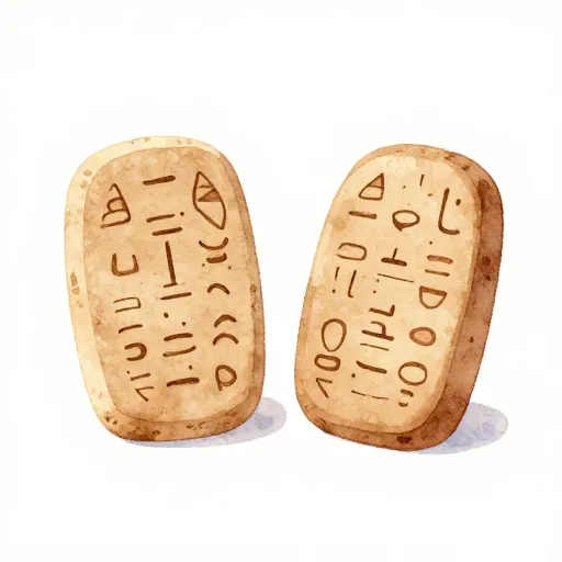 Anciennes tablettes de pierre rectangulaires.