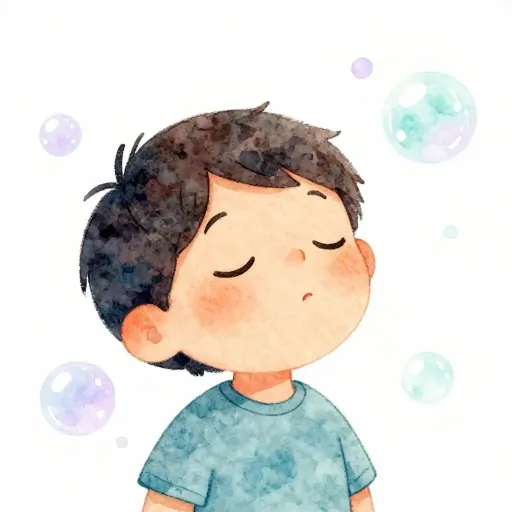 A child breathing deeply and calmly.