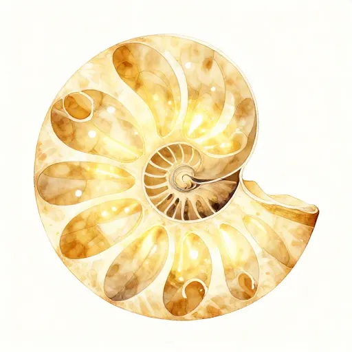 Un coquillage avec une spirale mathématique dessinée dessus.