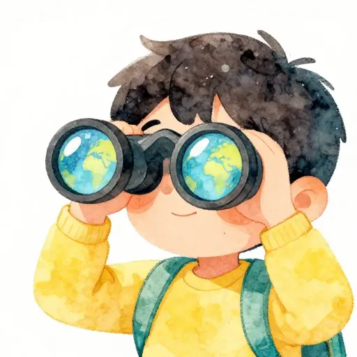 A child looking through colorful binoculars to see a different perspective.