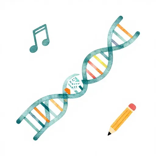 A DNA strand showing human achievements