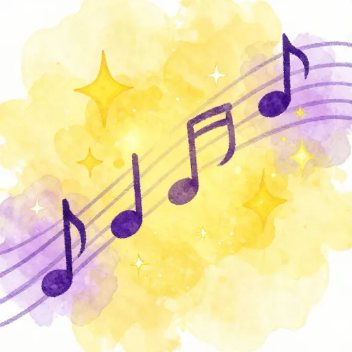 Un motif abstrait d'aquarelle de notes de musique et de lumière.