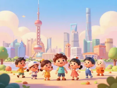 Shanghai skyline illustration