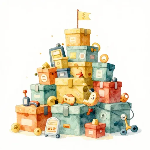 Una montaña de juguetes que representa el enorme presupuesto de la publicidad dirigida a niños.