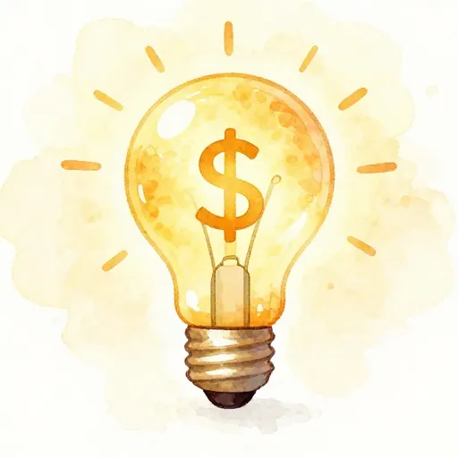 Icono de una bombilla con un signo de dólar