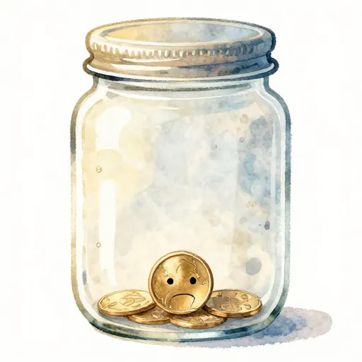 Un solo centavo al fondo de un frasco ilustrando las bajas tasas de interés.