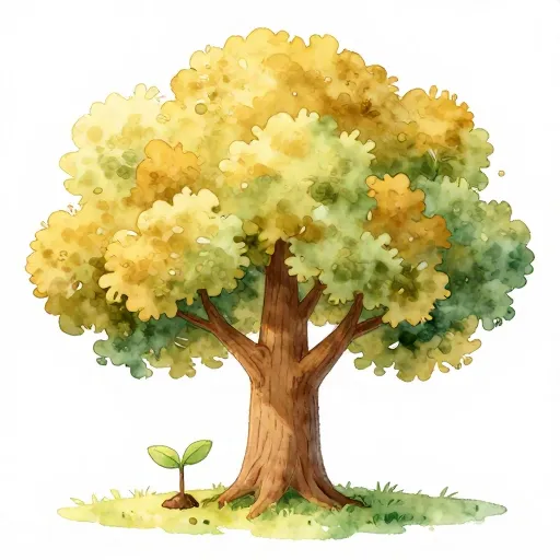 Una planta pequeña creciendo hasta convertirse en un árbol gigante que representa el crecimiento de la inversión.