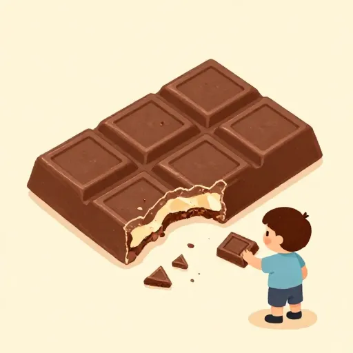 Una tableta de chocolate dividida en trozos para representar las acciones fraccionarias.