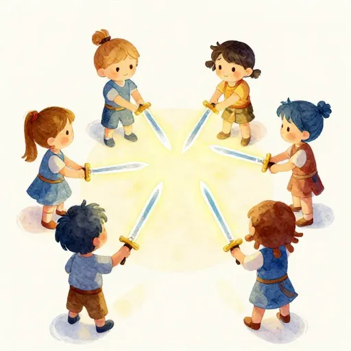 Niños intercambiando objetos digitales en un mundo de juego seguro.