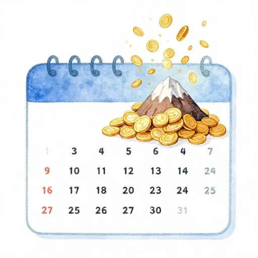 Un calendario que muestra el crecimiento exponencial de las monedas.