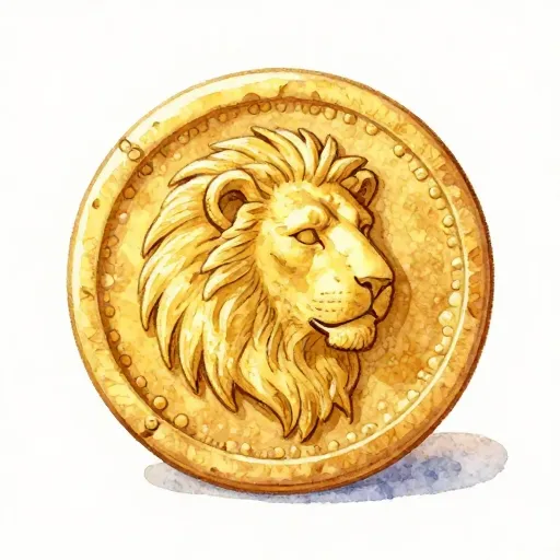 Una antigua moneda lidia con la figura de un león.