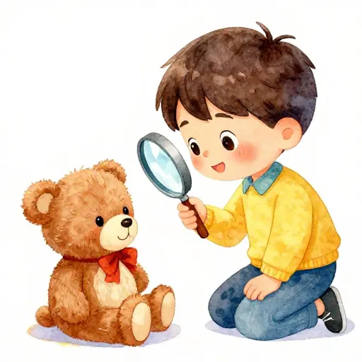 Un niño revisando las etiquetas de sus juguetes para ver de dónde vienen.