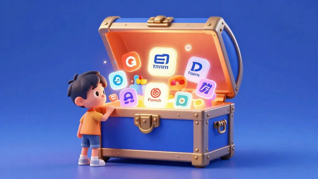 Un niño mirando un cofre mágico que representa un fondo indexado diverso