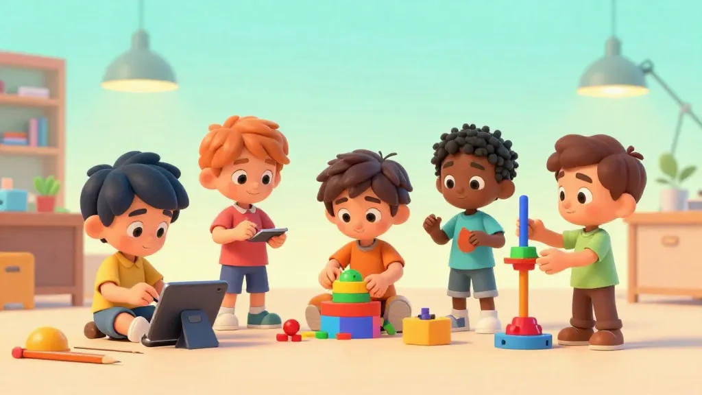 Niños trabajando juntos en un taller creativo para empezar un negocio