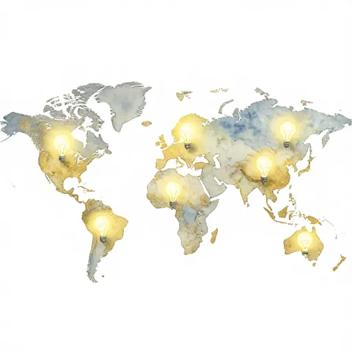 वैश्विक वित्तीय ज्ञान का प्रतिनिधित्व करने वाला एक नक्शा।