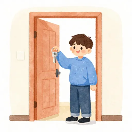 एक युवा वयस्क स्वतंत्रता का एक मील का पत्थर हासिल करते हुए।