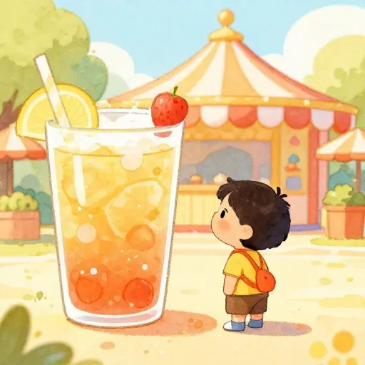 Un niño con sed mirando una bebida fría.