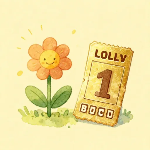 Un boleto de lotería y una flor que representan diferentes tipos de alegría.