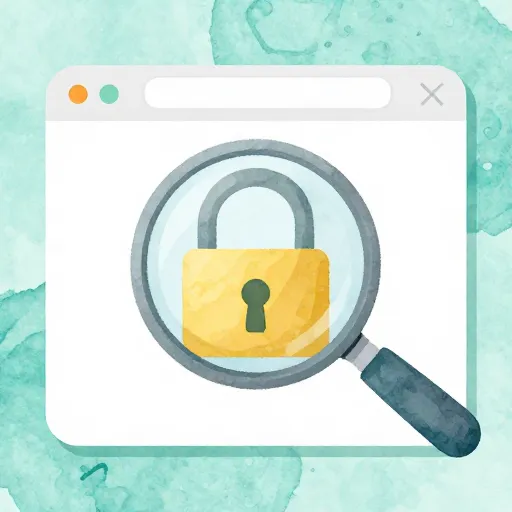 Una lupa enfocando un candado de seguridad digital.
