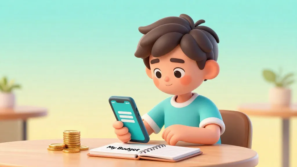 Un joven de 13 años gestionando su presupuesto en un móvil y una libreta